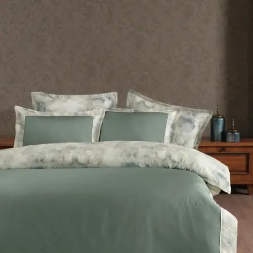 Pościel z bawełny egipskiej 200x220 RIVANO MOONMIST – satyna 400 TC, 6 elementów